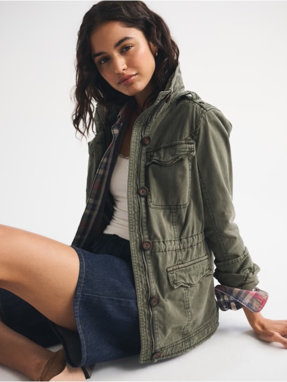 ABERCROMBIE & FITCH military and floral embroidered jacket